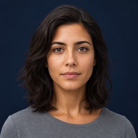 Sample synthetic portrait used as the uploaded photo in this illustration