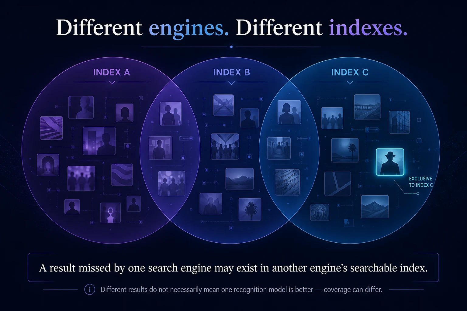Overlapping index fields showing that different search engines can contain different candidate images